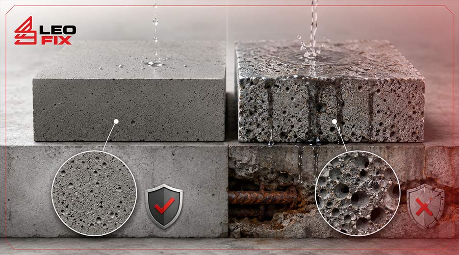 تأثیر نسبت آب به سیمان بر نفوذپذیری و دوام بتن